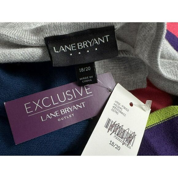 Lane Bryant Bold Wide Stripe Multicolor 100% Cotton LS Pullover Top Sz 18/20 NEW - Picture 4 of 4